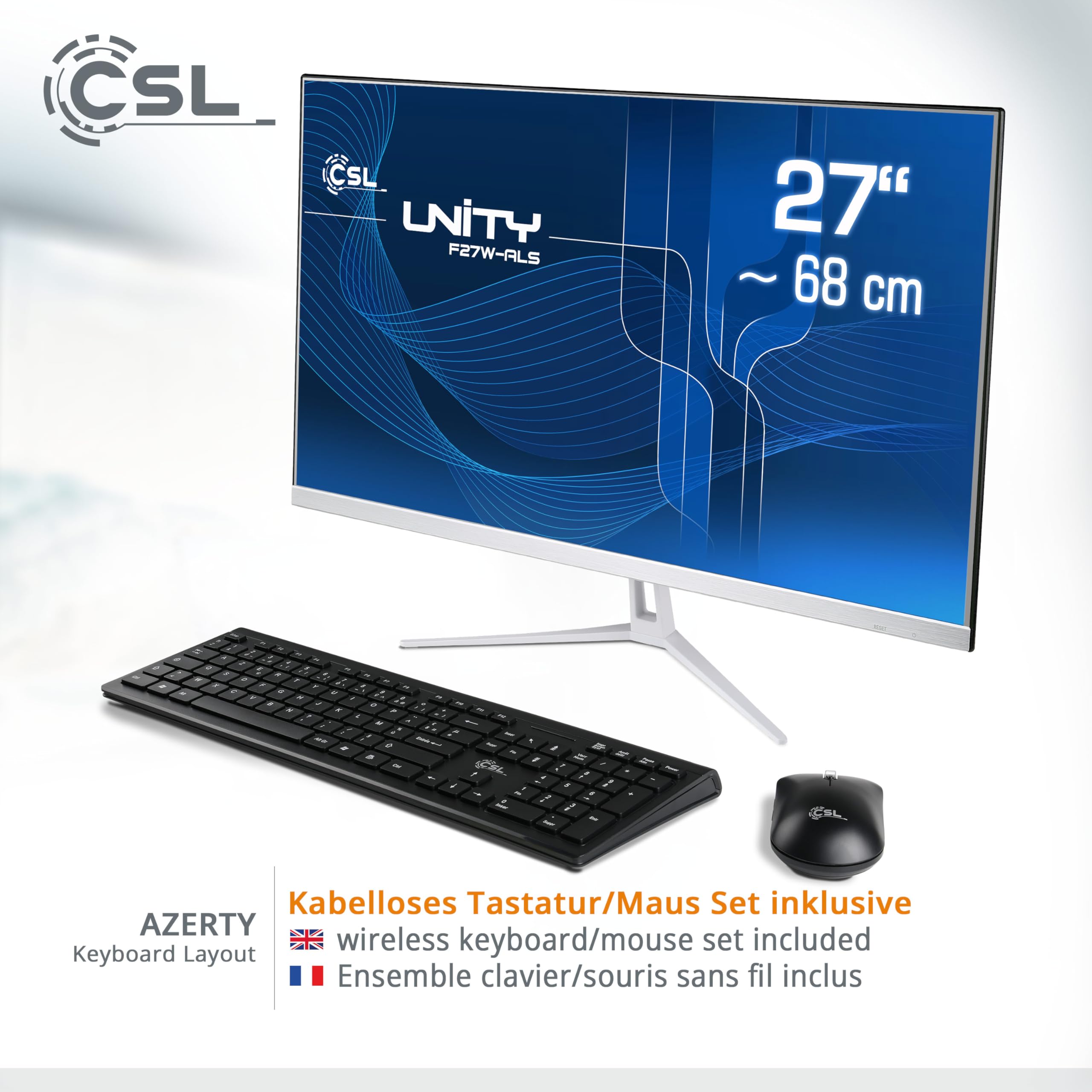PC Tout-en-Un CSL Unity F27W-ALS, 68,58 cm (27 Pouces, 1920x1080 Full HD) - AIO Puissant (Intel N200 CPU 4x3700 MHz, 512 Go SSD, 16 Go DDR4-RAM, Win 11 Home), Blanc