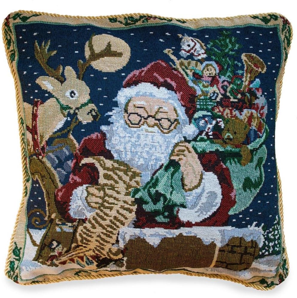 BestPysanky Set of 2 Santa Reading Gifts List Christmas Throw Cushion Pillow Covers