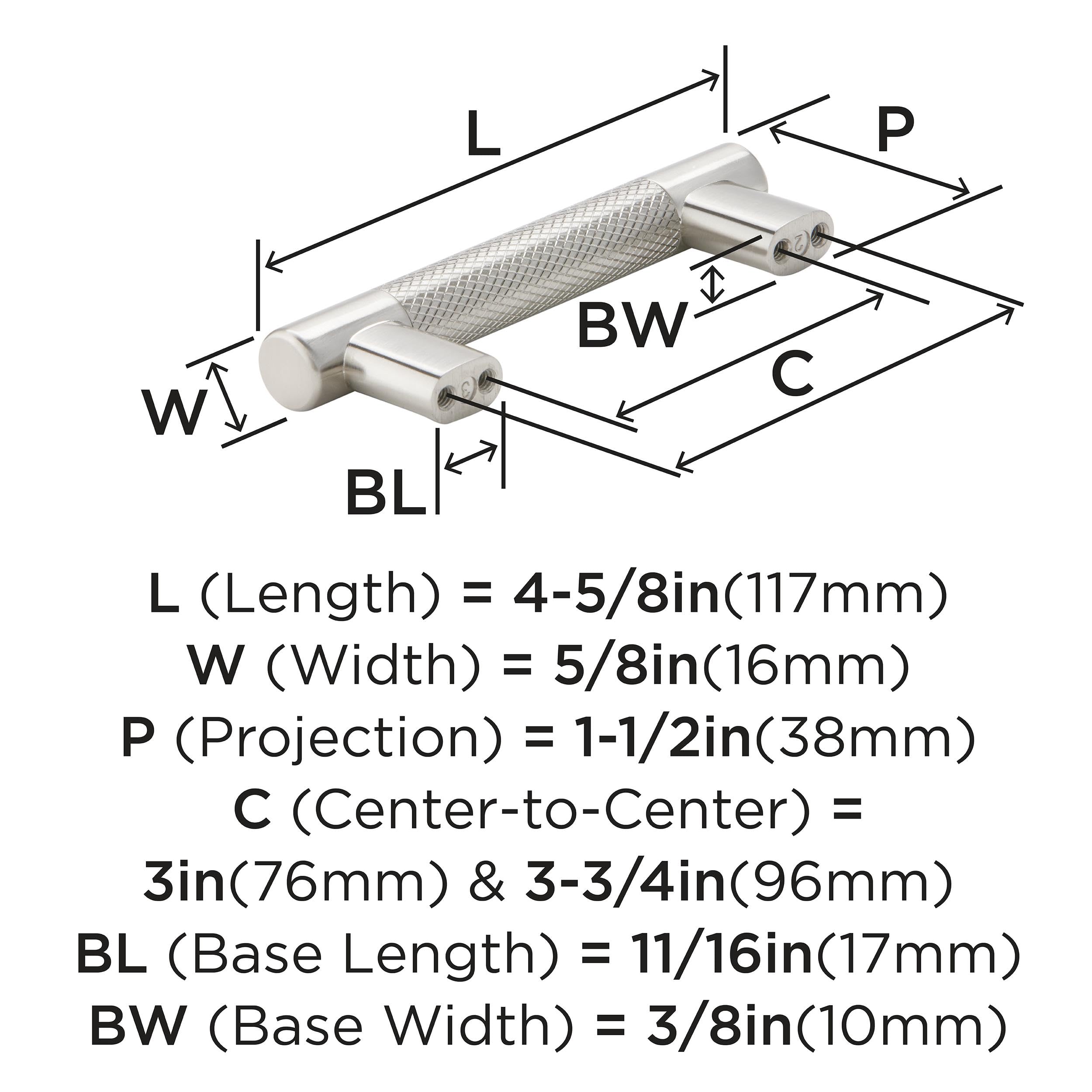 Amerock, Satin Nickel, 3 in or 3-3/4 in (76mm or 96mm) Center-to-Center - Image 4