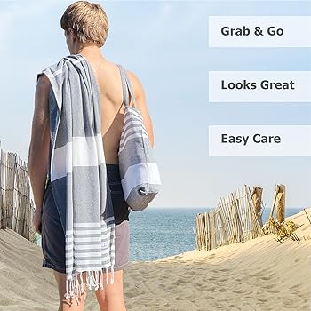 Amazon.com: Cohzi Turkish Beach Towel and Beach Bag - Lightweight