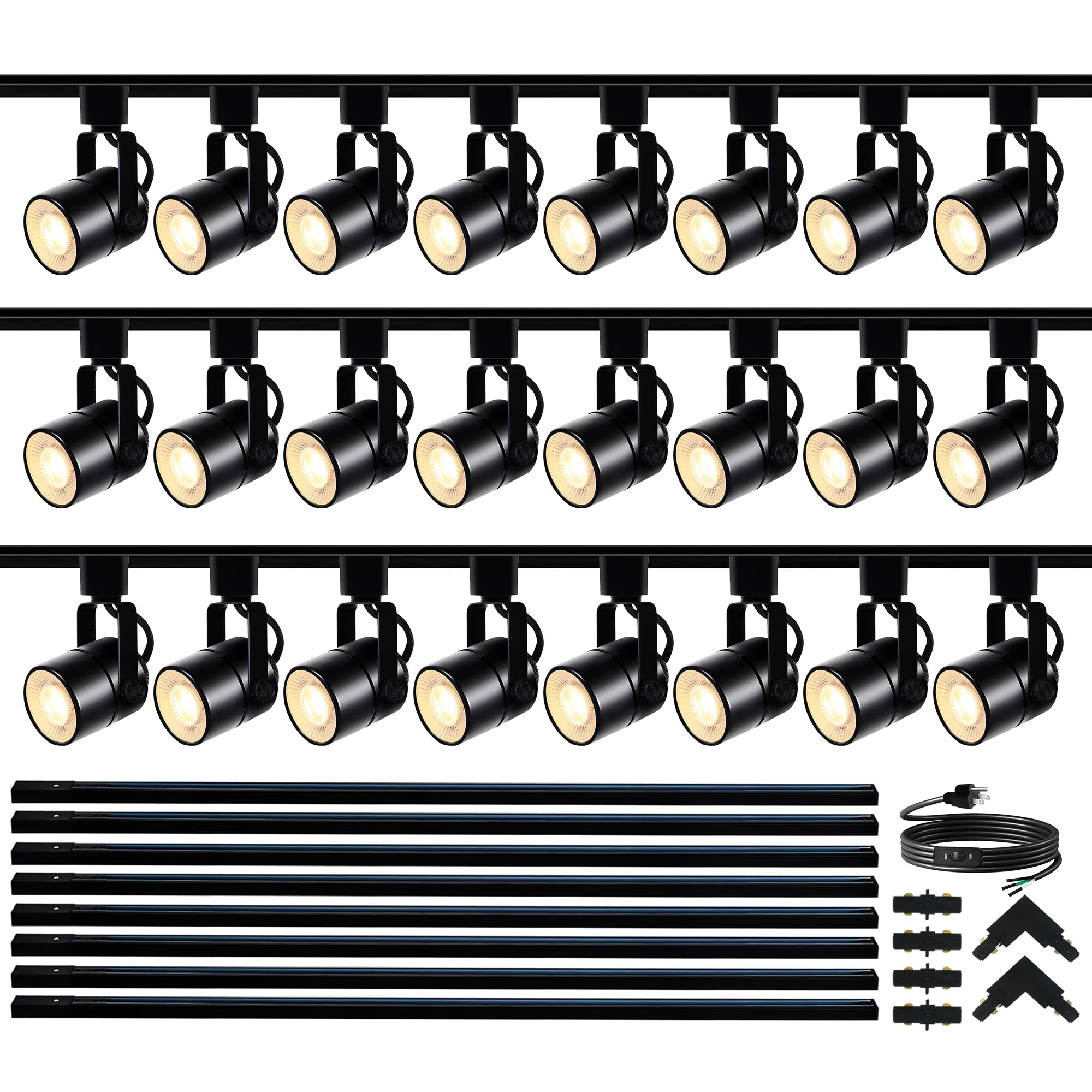 LED Track Lighting Complete Kit GU10 3000K Warm White Black