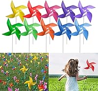 Tsocent 100 Pack Pinwheels, 10 Mixed Colors Wind Spinners - Durable Kids Toys, Party Favors & Yard Garden Decor