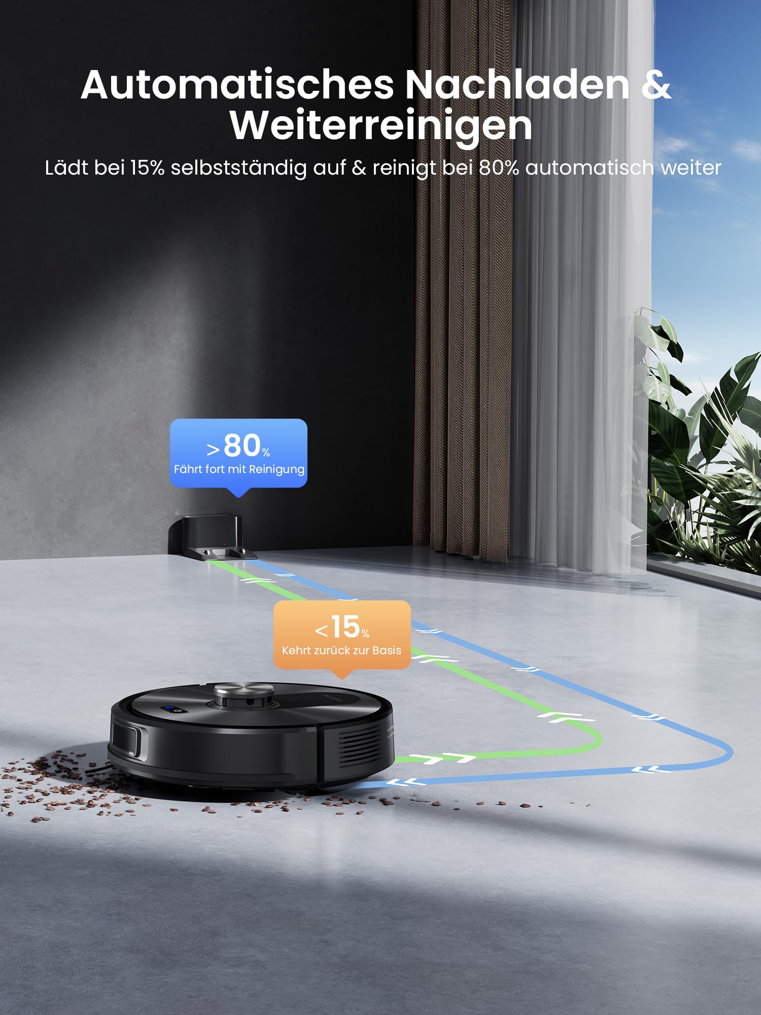Proscenic Q10+ Saugroboter mit Wischfunktion, 10000Pa 200Min Staubsauger Roboter, Intelligentes Laser Navigation mit 5 Karten, Smarte Steuerung via App, Alexa & Siri Apple Watch, Hartböden, Teppichen