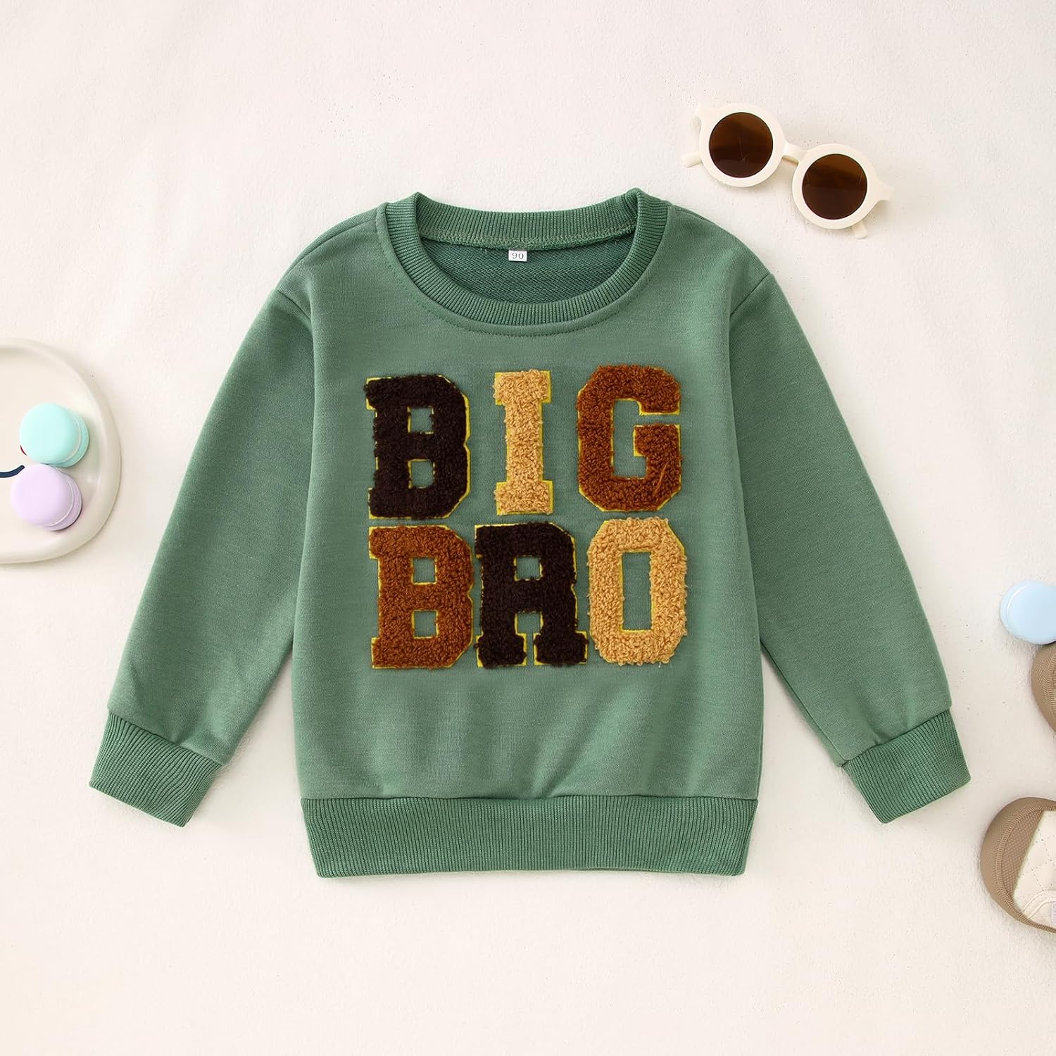 BOUTIKOME Big Brother Sweatshirt Toddler Baby Boy Big Bro Embroidery Chenille Patch Shirts Fall Pullover Announcement Tops - Image 5