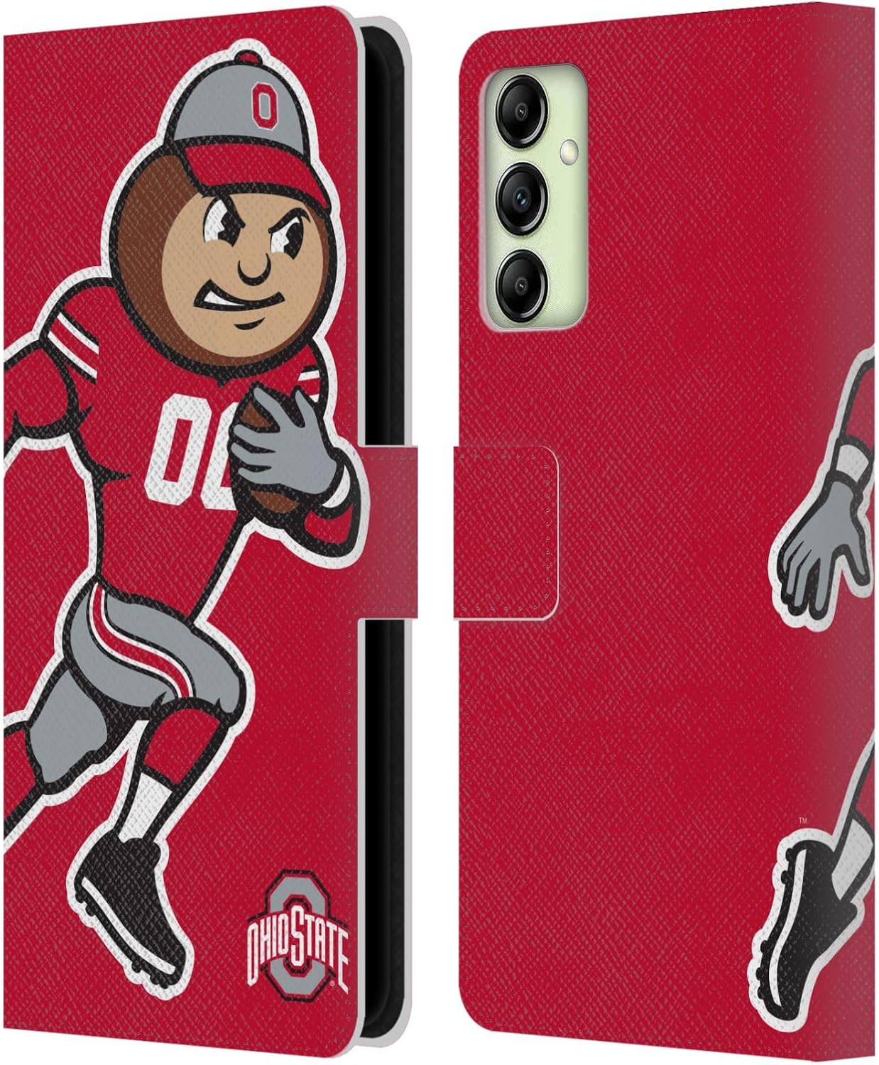 Head Case Designs Officially Licensed Ohio State University Mascot Oversized Football Graphics Leather Wallet Case Compatible with Samsung Galaxy A14 5G