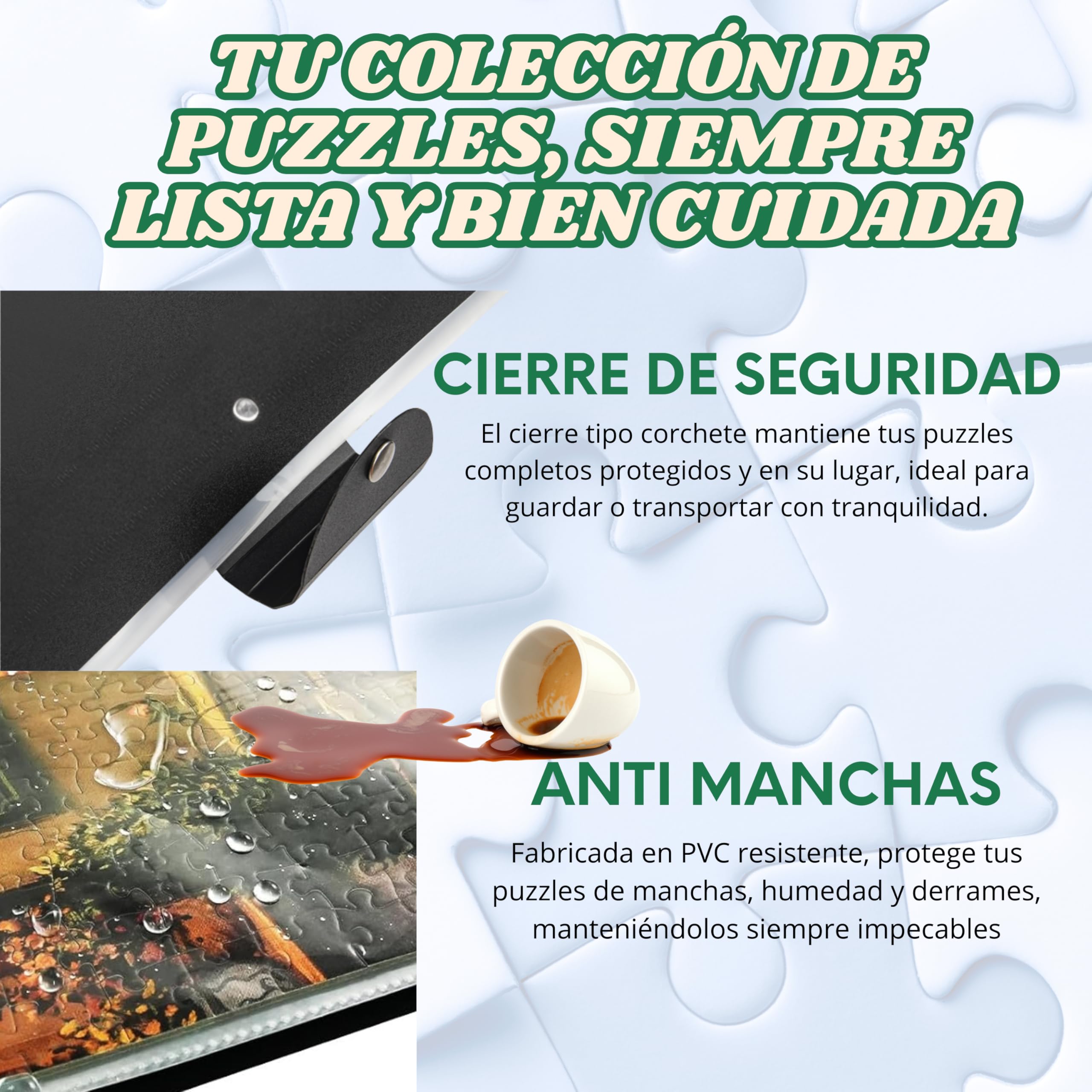 Carpeta de almacenaciento de Puzzles - Album para Guardar Rompecabezas de 1000 Piezas - Capacidad para 20 Puzzles
