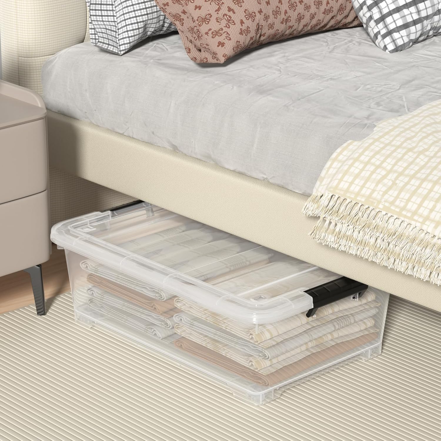 3-Pack 20 Quart Clear Storage Boxes with Wheels, Plastic Under Bed Bins with Lids