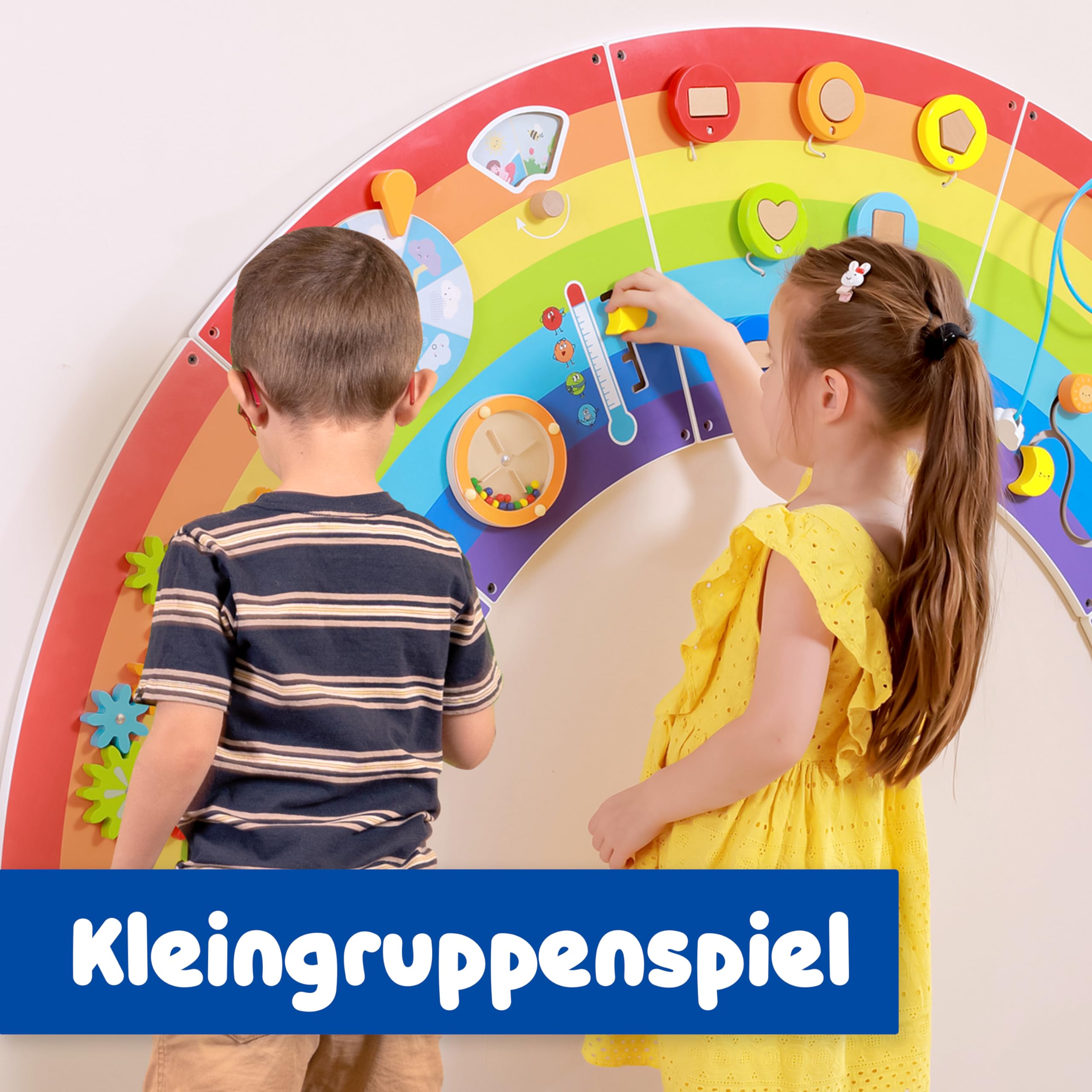 SPARK & WOW Regenbogen Spieltafel und Aktivitätscenter - Alter 18M+ - Sensorisches Wandspielzeug - 10 Aktivitäten - Aktivitätsbrett - Kindzimmer Dekoration | Sensorisches Wandspielzeug, 10 Aktivitäten, Aktivitätsbrett, Kindzimmer Dekoration