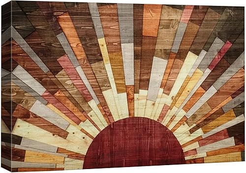 wall26 Lienzo impreso para pared, decoración occidental, panel de madera, vibrante sol y cielo, naturaleza, desierto, arte digital, arte moderno del