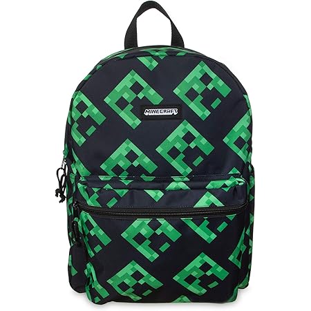 Minecraft Backpack 16" Book Bag for Kids Creepers All Over Print