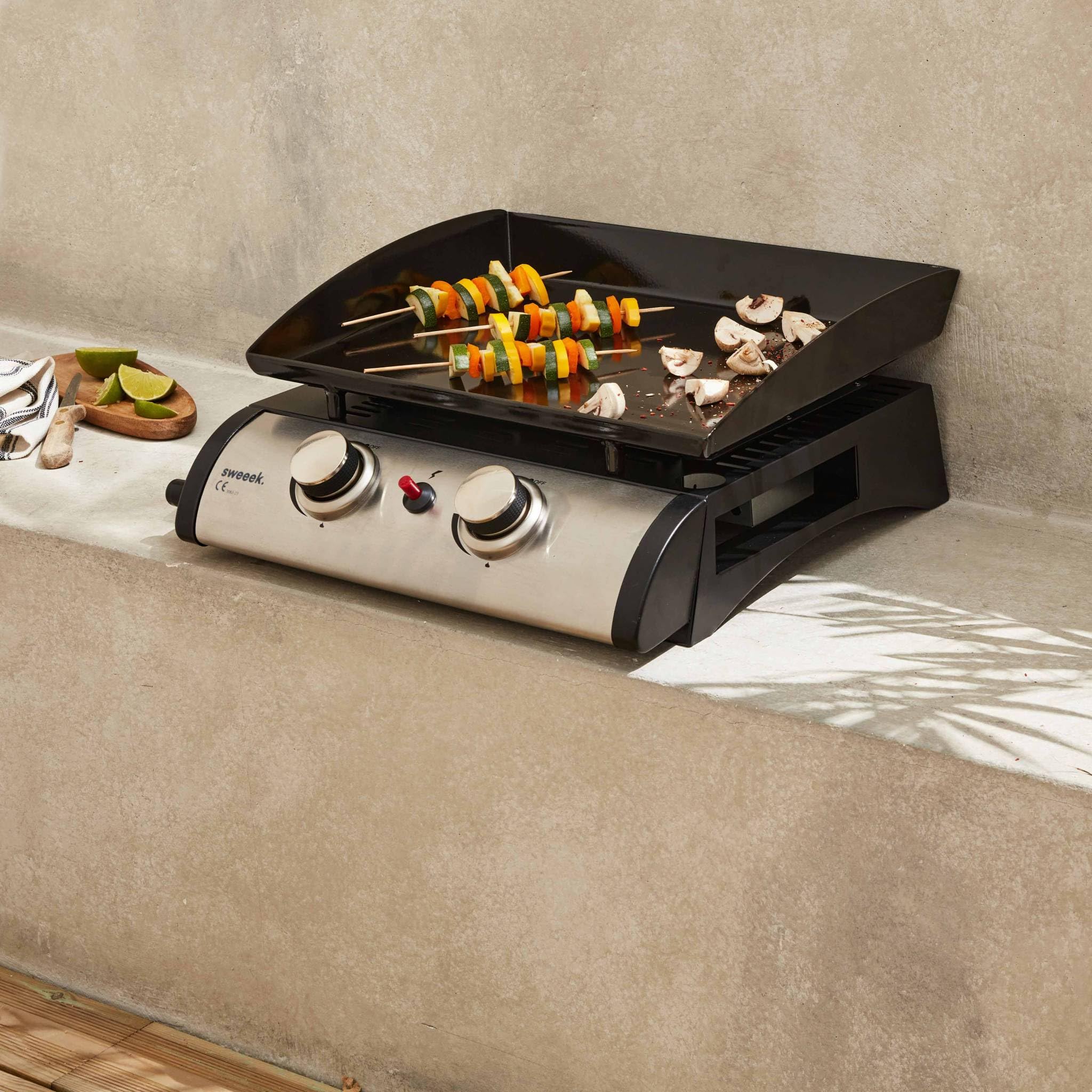 Alice's Garden Plancha au gaz 2 brûleurs Porthos 5 KW INOX Barbecue