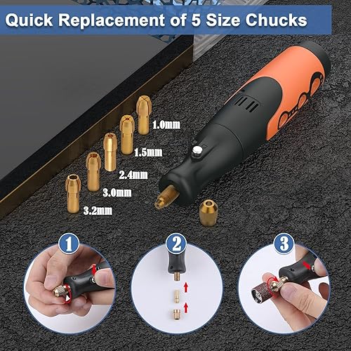 Miniatura 4 de Vastar Mini herramienta rotativa inalámbrica de 2000 MAH, kit de herramientas rotativas de carga tipo C con 51 accesorios, herramienta giratoria