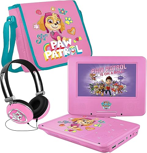 PAW Patrol - Reproductor de DVD portátil de 7 pulgadas con auriculares a juego y bolsa de transporte compatible con CD DVD tarjeta USB y SD pantalla disponible en Yaxa Colombia