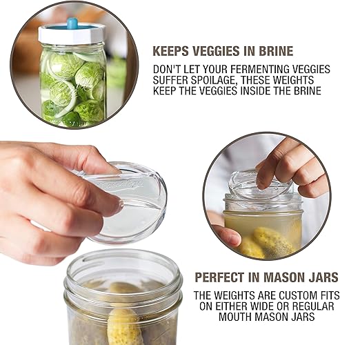 Miniatura 3 de Masontops Pickle Pebble Glass Infinity Pesas para fermentar – Juego de pesas para decapado – Combo ancho/regular