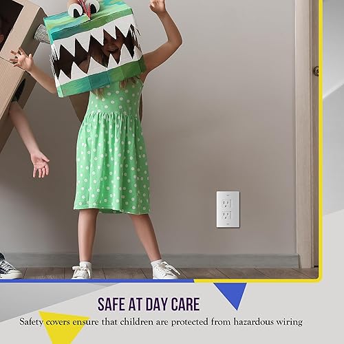 Miniatura 6 de ENERLITES Cubierta de salida a prueba de niños, cierre automático, se adapta tanto a tomas dúplex como decoradoras, diseño de seguridad, enchufe