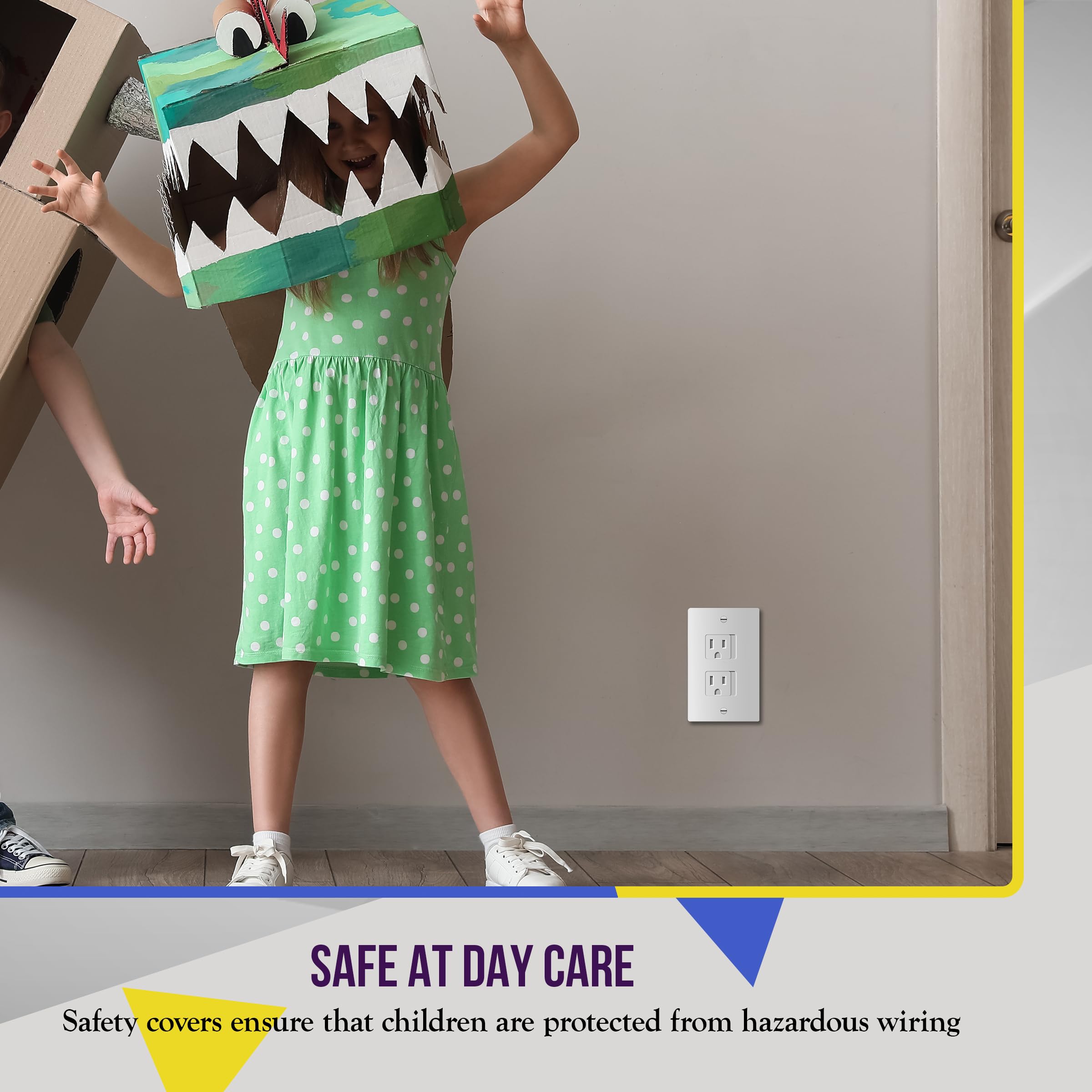 ENERLITES Cubierta de salida a prueba de niños, cierre automático, se adapta tanto a tomas dúplex como decorativas, diseño de seguridad, enchufe resistente a manipulaciones para receptáculo, tamaño