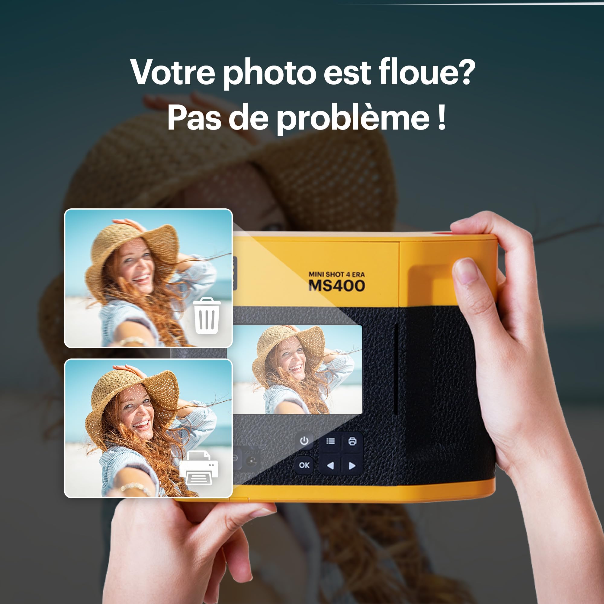 KODAK Mini Shot 4 Era Cadeau Noel 4PASS 2-in-1 Appareil Photo Instantané et Imprimante Photo Portable (10x10cm) (Lot Accessoire avec 38 Feuilles, Noir)