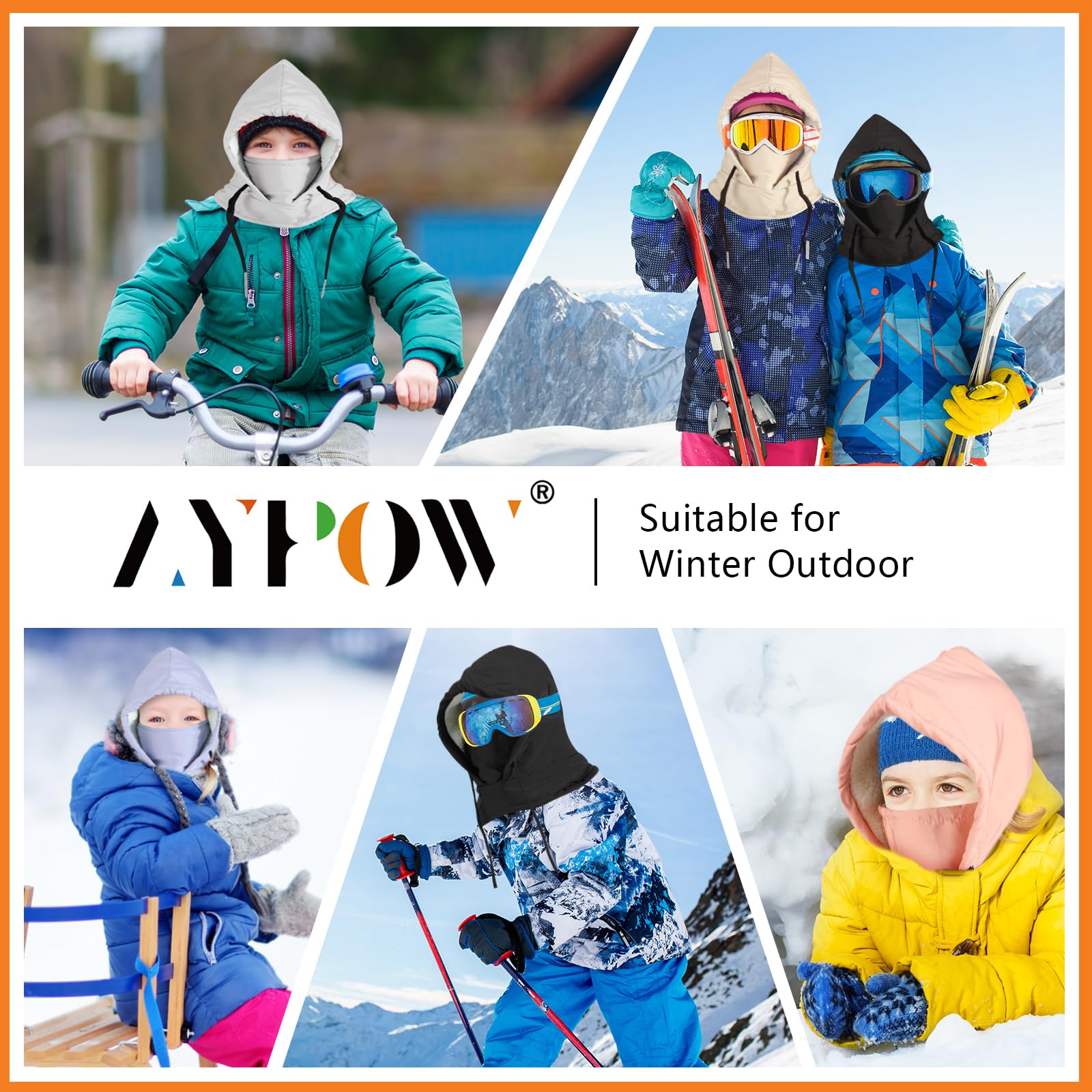 Pasamontañas Niños de Invierno, Gorro Térmico Impermeable con Máscara de Esquí Ciclismo, Prueba de Viento Cálido Sombreros Gorro Forro Polar con Capucha Calentador de Cuello Niños Niñas