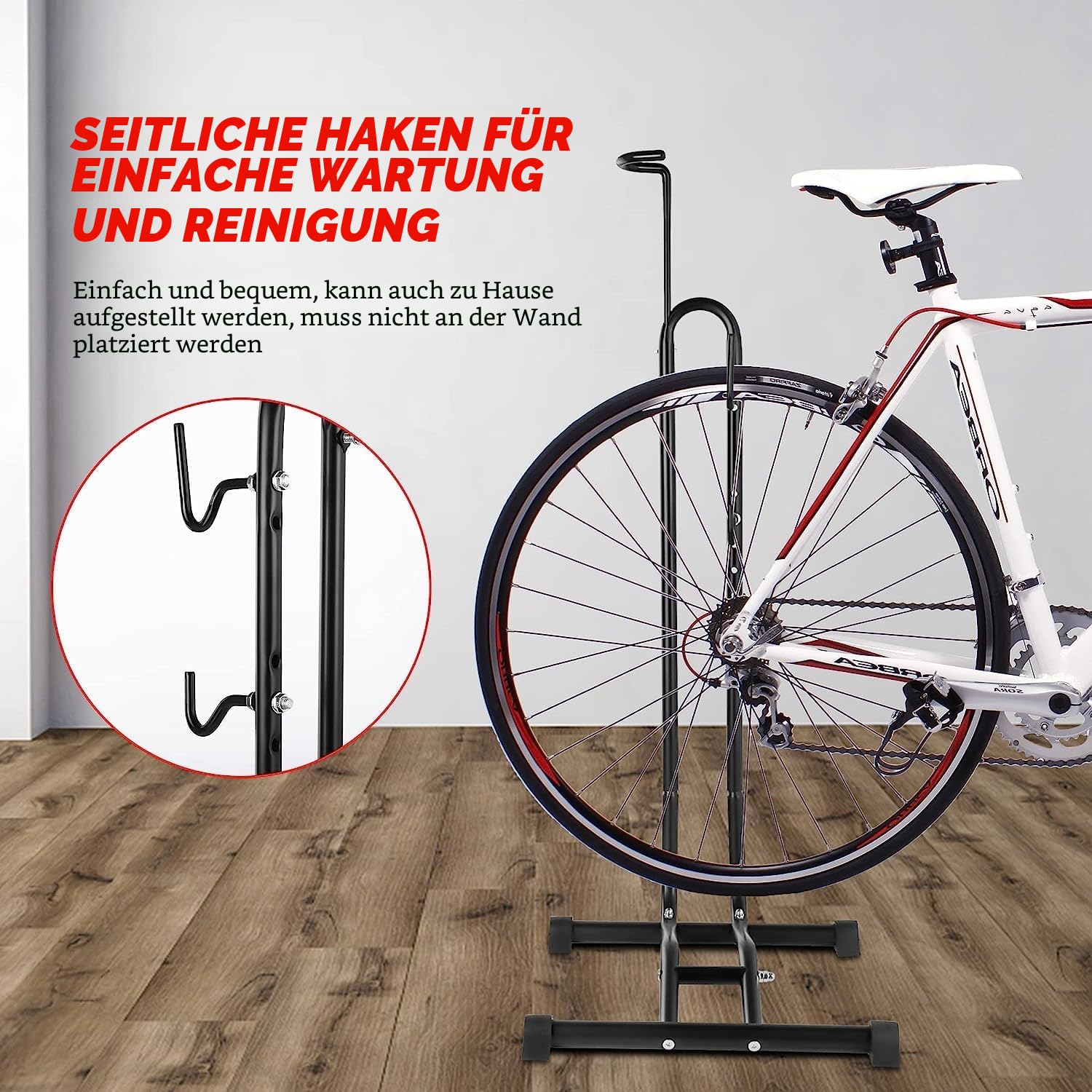FCOUMY 3 in 1 Fahrradständer Boden, freistehend, aufrecht, platzsparend, geeignet für Fahrrad ständer Mountainbike, Rennrad, Fahrrad mit Raddurchmesser max. 73,5 cm Sport & Freizeit