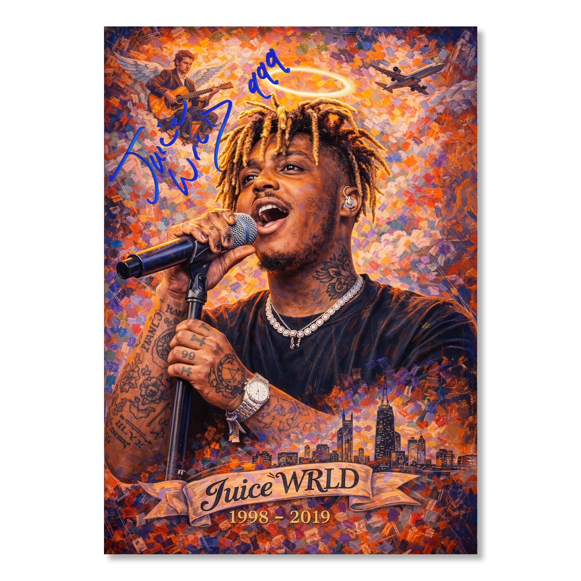 AllStarMedia Tribute to Juice WRLD Inspired Art Style Poster Print – The Party Never Ends Fan Art Gift | Music Wall Art | A4 Unframed