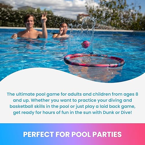 Miniatura 4 de Waboba Juego de lanzamiento de juguete para piscina para dunk o buceo, red de anillo flotante y juego de pelota de buceo, para piscinas, juguetes de