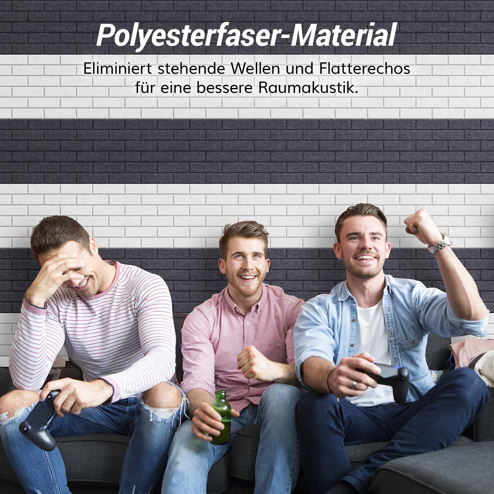 TONOR Ziegeltyp Akustikpaneele selbstklebend, 18 St.30x30x0,9cm Schalldämmung Schallschutzplatten, Wandpaneele selbstklebend für Akustische Behandlung und Wanddekoration in Wohnzimmer, Room, Dunkgrau