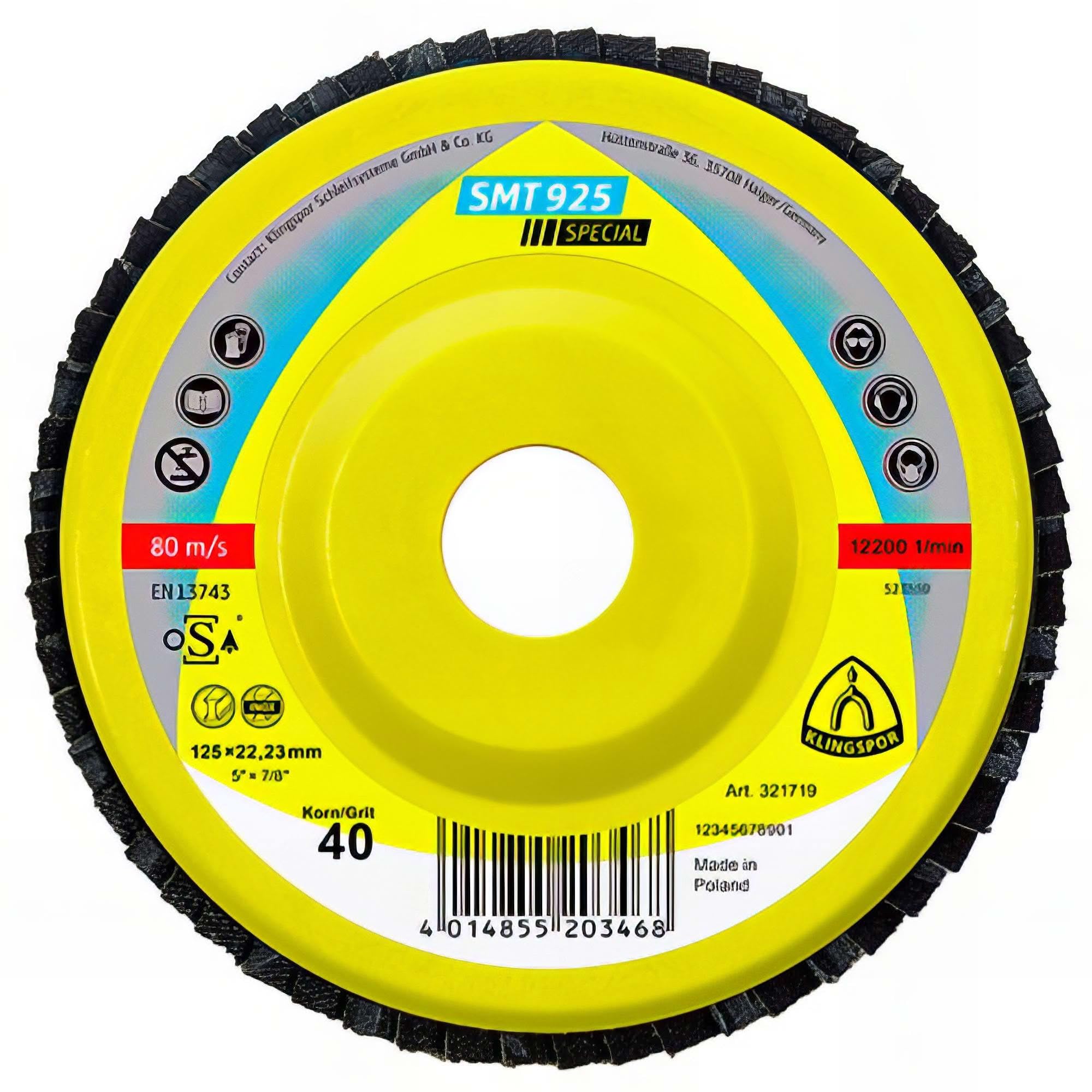 321676 SMT 925 talerz do ścierania 180 x 22,23 mm ziarno 60 prosty (zawartość: 5)