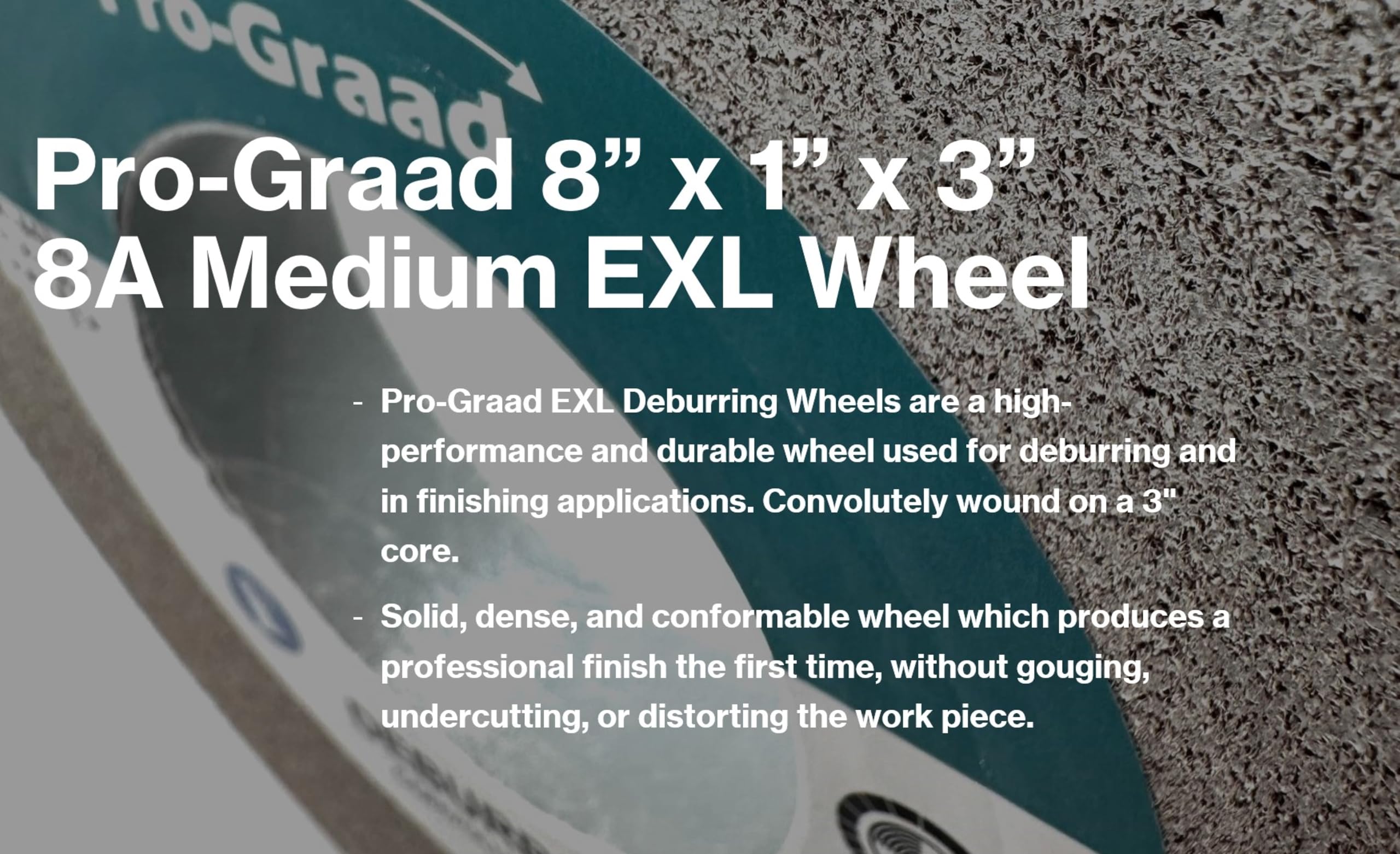 EXL Rueda de desbarbado – 8 x 1 x 3 pulgadas, grano medio 8A, óxido de aluminio, rueda de desbarbado, acabado y pulido de metal, convoluta (1 unidad)
