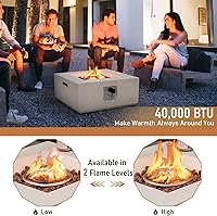 Vista 4 de Tangkula Patiojoy - Mesa para fogata de propano de 28 pulgadas, mesa cuadrada de 40,000 BTU con rocas de lava, sistema de encendido simple