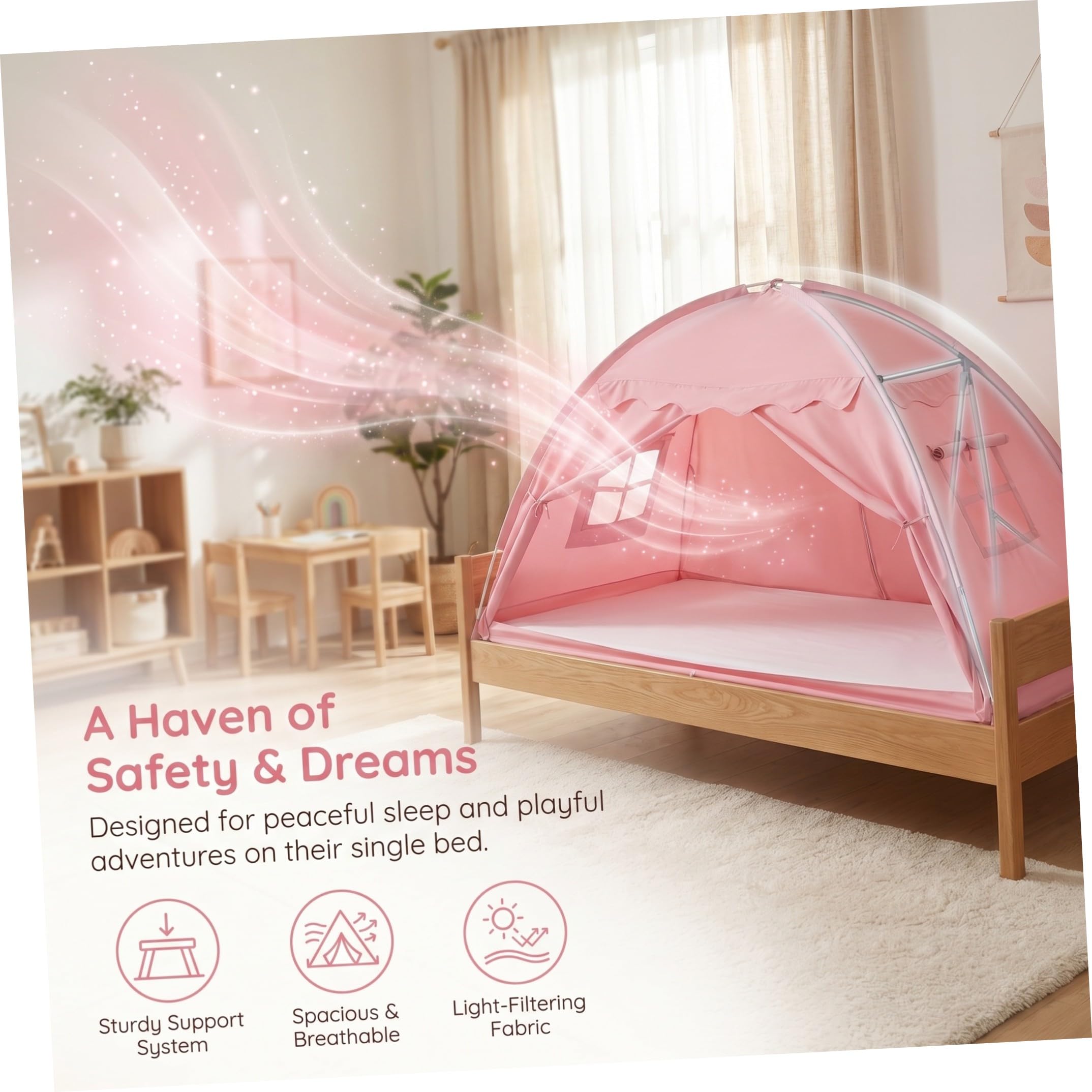 Cabilock Tienda de campaña Individual para en Interiores, Tienda de Juegos con Forma de casita, para Dormir y Jugar, tamaño 194 * 98 * 120 cm