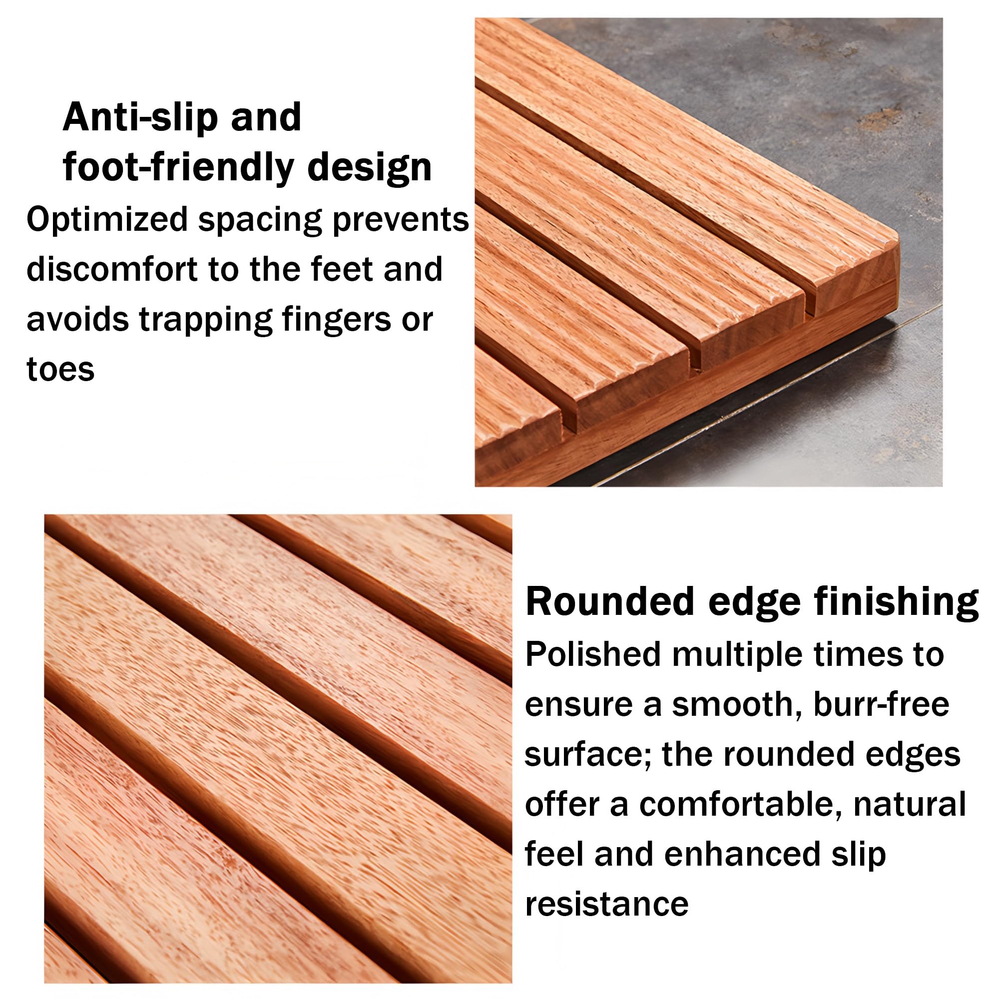 Alfombra De Madera Antideslizante para Baño (Uso En Interiores Y Exteriores)