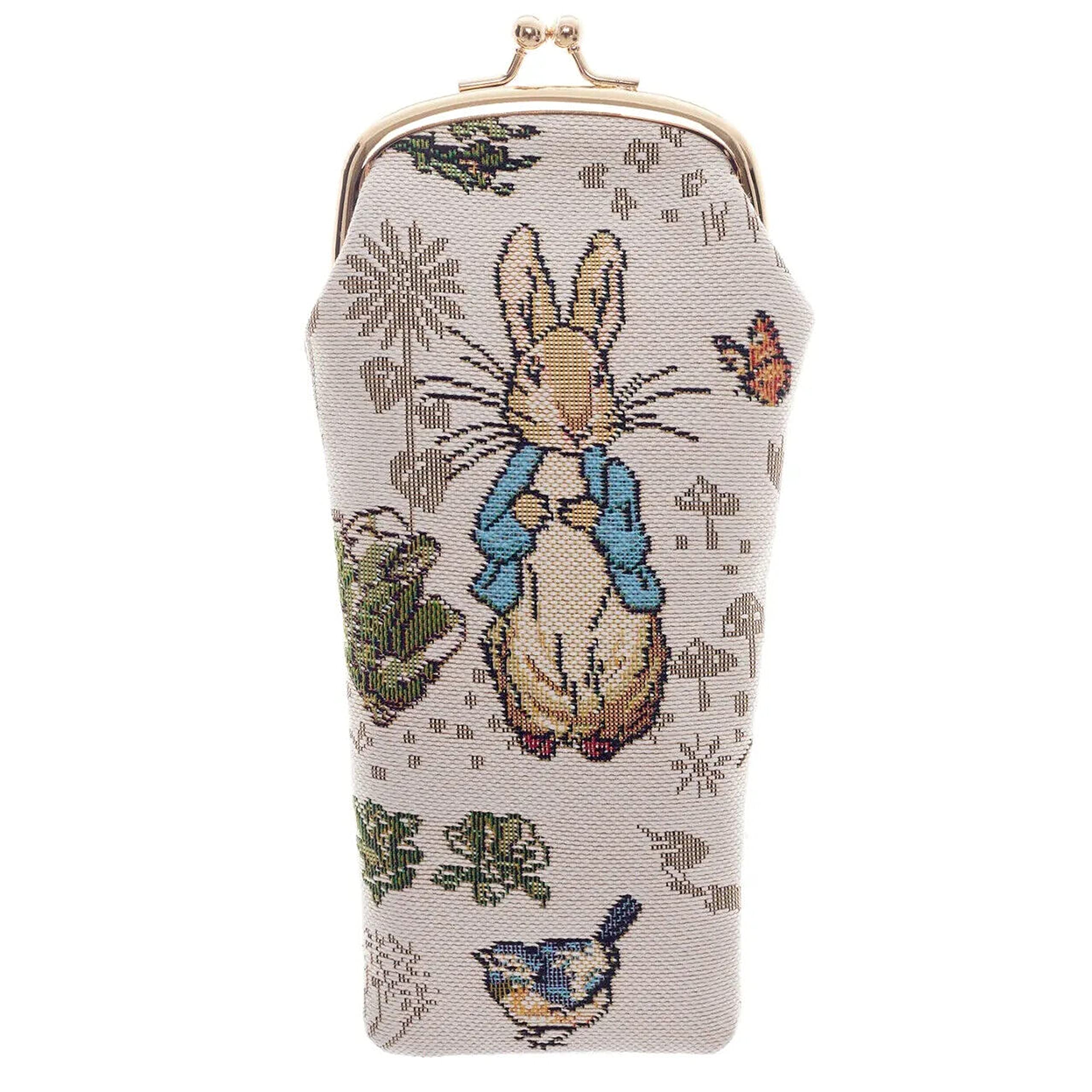 Signare Tapestry Glasses Case for Women Eyeglass Case Sunglasses Pouch Bag Cute Eyewear Protection Case in Peter Rabbit, Jemima Puddle Duck and Mr Tod Designs (Peter Rabbit)