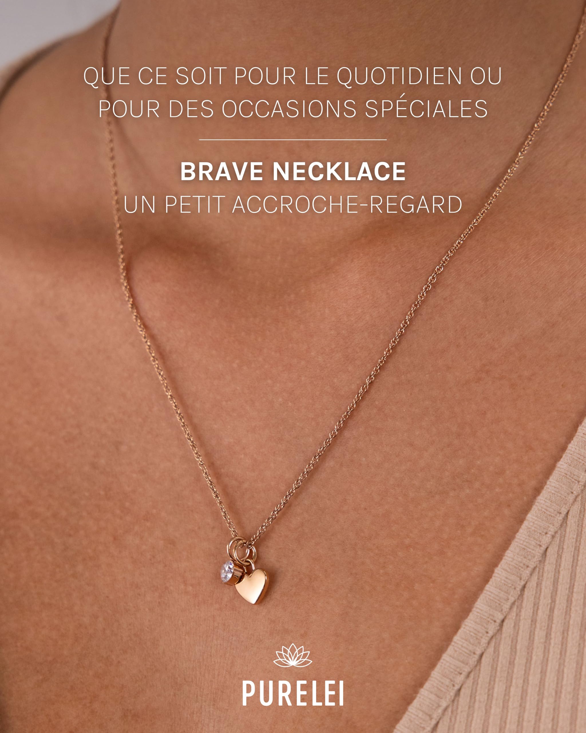 Purelei Brave Bijou pour Femmes – Collier pour Femmes en Acier Inoxydable Durable – Collier Résistant à l'Eau – Longueur réglable 50-55 cm – Collier pour votre style