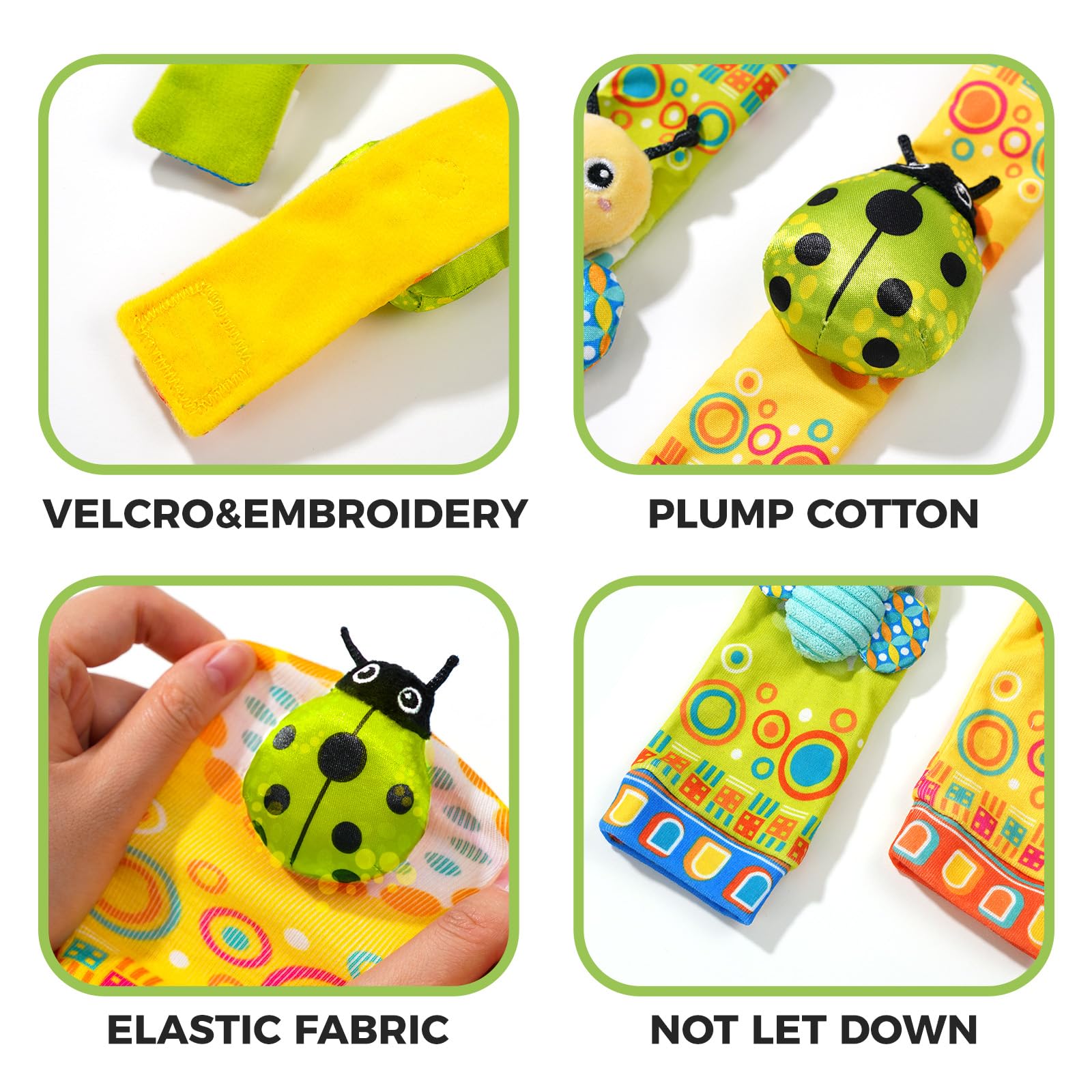 Baby Wrist Rattles Foot Finder Toys Set, Toddler Rattle Sock, Arm Hand Bracelet, Feet Leg Ankle Socks - Image 3