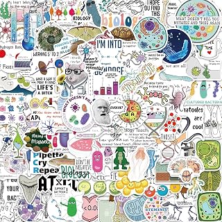 100Pcs Science Laboratory Stickers for Water Bottle Students Gifts Stickers Pack Funny Biological Experiment Stickers Decals for Laptop Skateboard Phone Guitar Bike Luggage