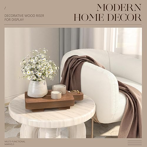 Vista 26 de EOSAHR Elevador de madera rústica para cocina y baño, decoración de granja: soporte de pedestal decorativo para decoraciones de exhibición y soporte