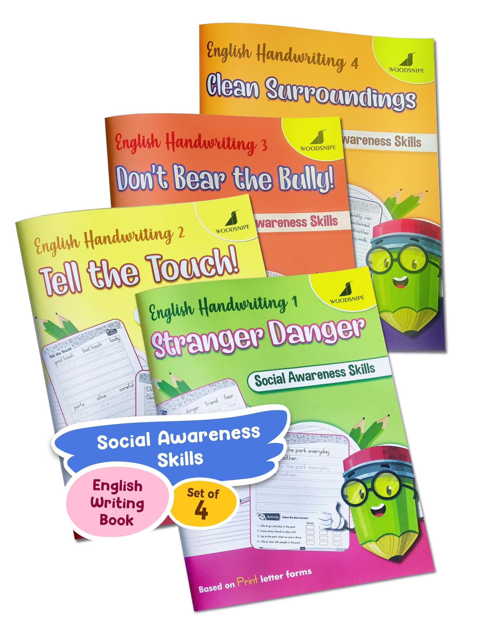 English Handwriting Practice | Normal Font | English Writing Books | Improve Handwriting | Develop Social Awareness Skills in Children | Activities - Join the Dots, Line Tracing, Maze | Set of 4