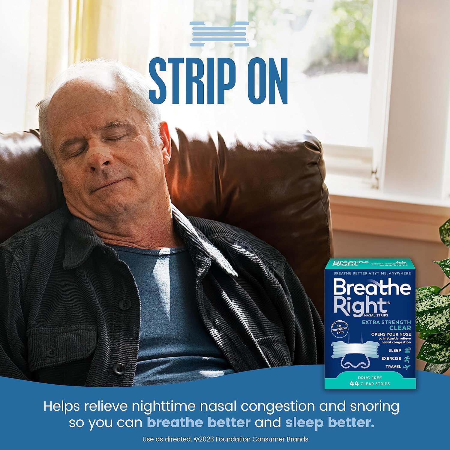 Breathe Right Extra Clear 30 Count | Transparent Drug-Free Nasal Strips for Snoring & Congestion Relief | Improves Airflow Naturally pack of 1 — Amazon image 2