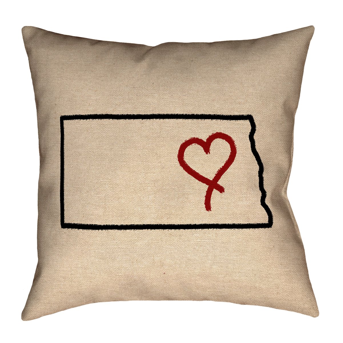 ArtVerse Katelyn Smith North Dakota Love 26" x 26" (Pillow Cover Only) Pillow-Spun Polyester Double Sided Print with Concealed Zipper