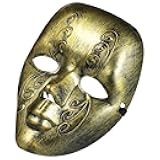 Kichvoe Masquerade Mask: Elegant Party Full Face Mask Plastic Vintage Venetian Roman Costume for Masquerade Mardi Gras Comedy Party Halloween