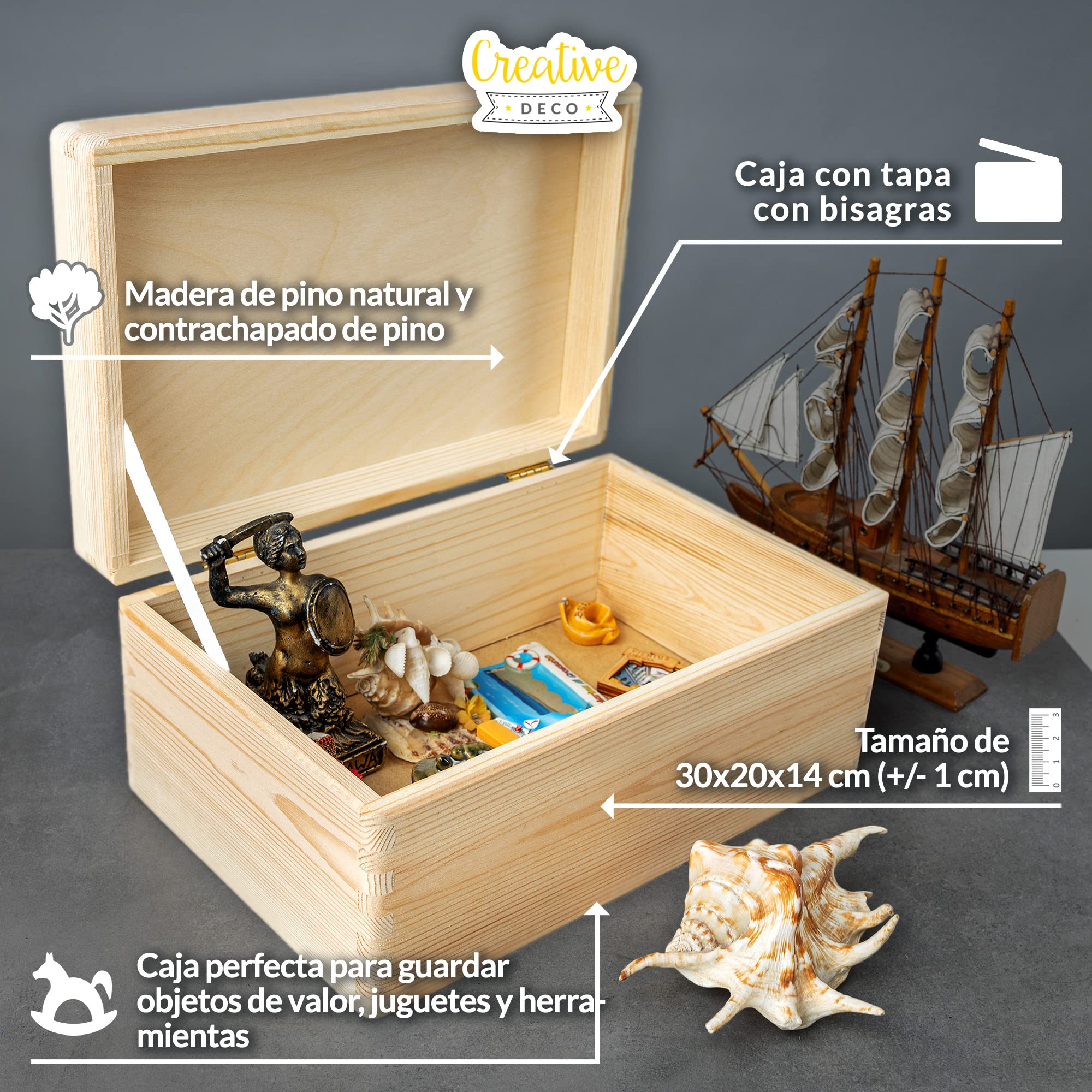 Cajas Almacenaje Decorativas Caja De Madera Creative DECO XL