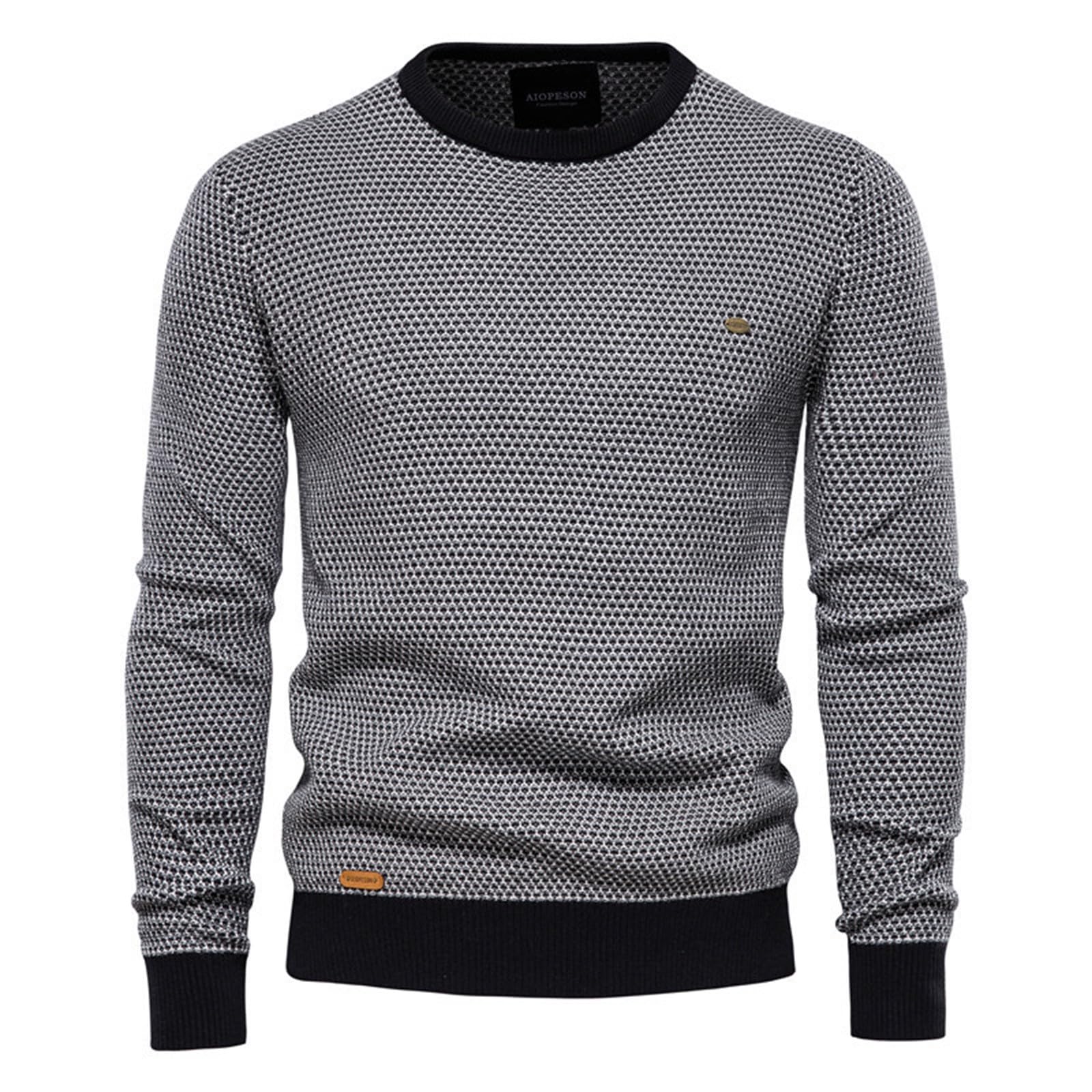 Genérico Jersey Punto Hombre Manga Larga, Suéter Hombre Manga Larga Cuello Redondo Manga Larga Cómodos Tops Ligero Clásico Sólido Color Suéter Casual Estilo Perezoso Top para Otoño E Invierno