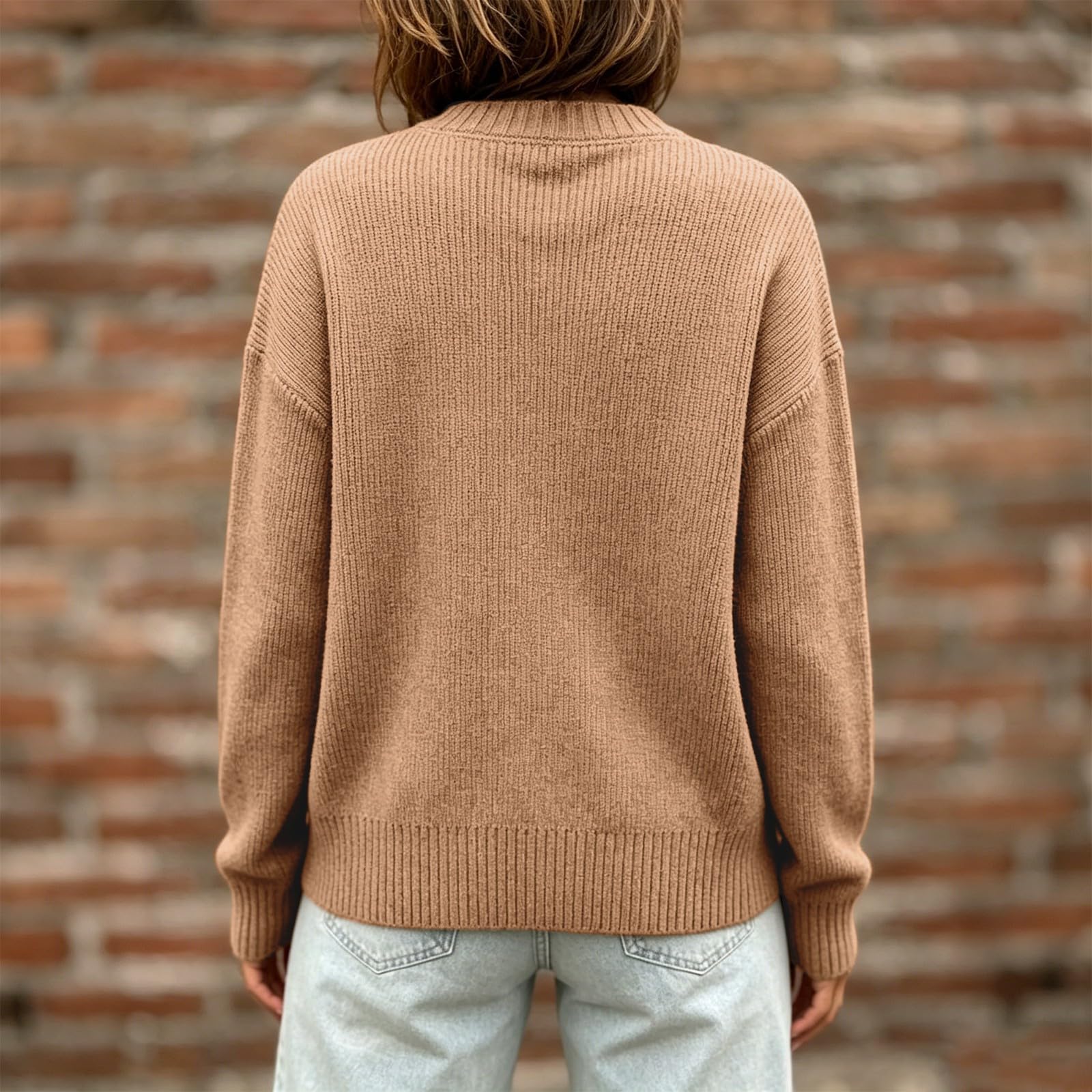 Maglione lavorato a maglia a girocollo nero, da donna, lavorato a mano | Maglione lavorato a maglia grossa, per il tempo libero, stile retrò, per tutti i giorni, a maniche lunghe, collo alto