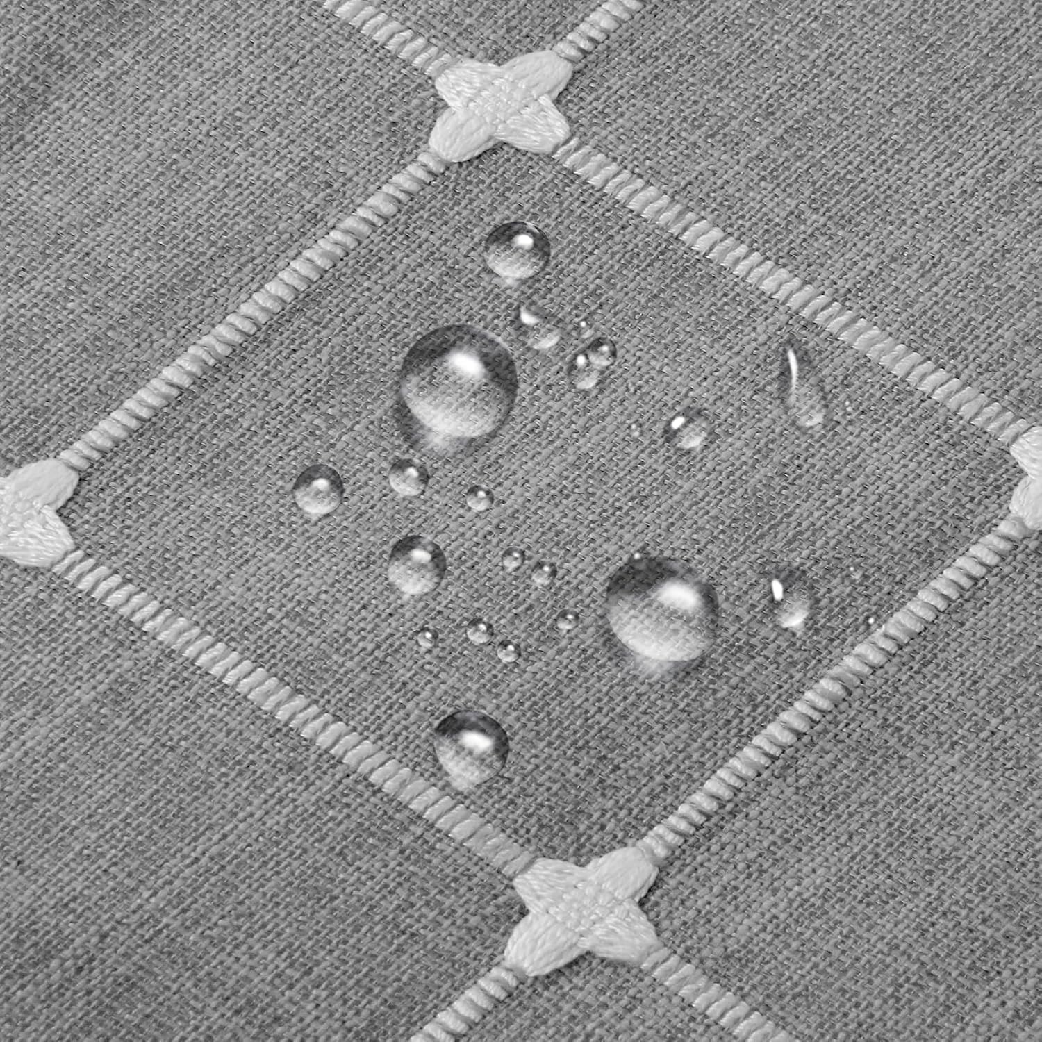 Boho Farmhouse No Hook Shower Curtain with Snap-in Liner,Heavy-Duty Fabric Shower Curtain Set, Rustic Neutral Bathroom Decor,Water-Repellentwith Tassels and Magnets,Grey,72x72