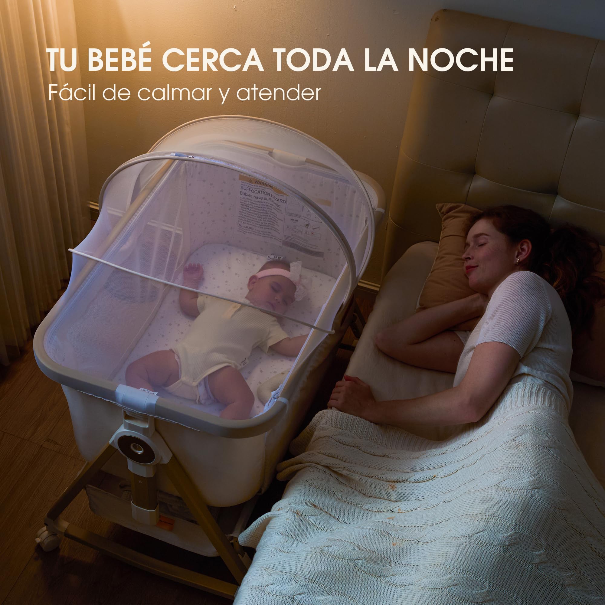 Maydolly Minicuna de colecho 3 en 1 con Ruedas para Cama de Matrimonio