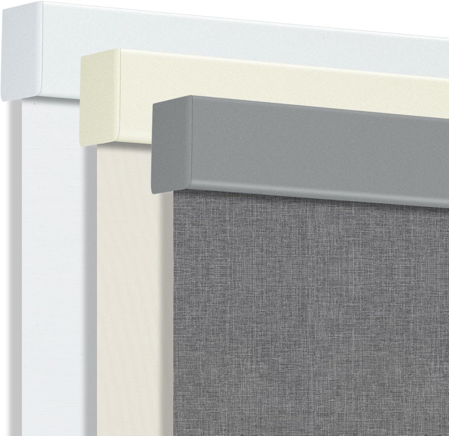 Grandekor 100% Blackout Roller Shades for Indoor Windows & Pull Down Shades - Cordless Free-Stop Blinds with Cassette Valance | Hemp-Dark Gray 46x72