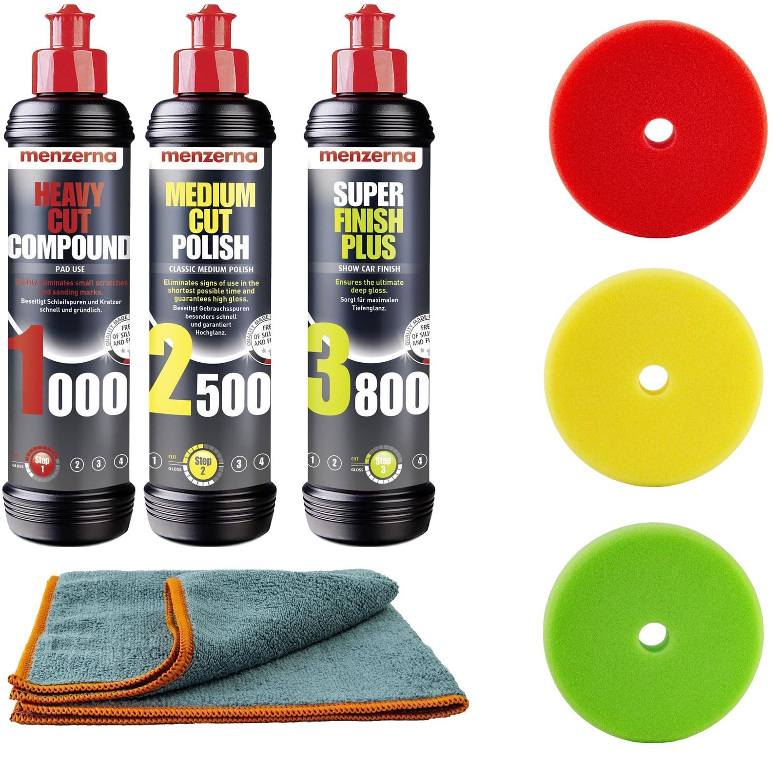 Menzerna Autopolitur Set + PP-Pads Ø125/140 für Exzenterpolierer Komplett Kit