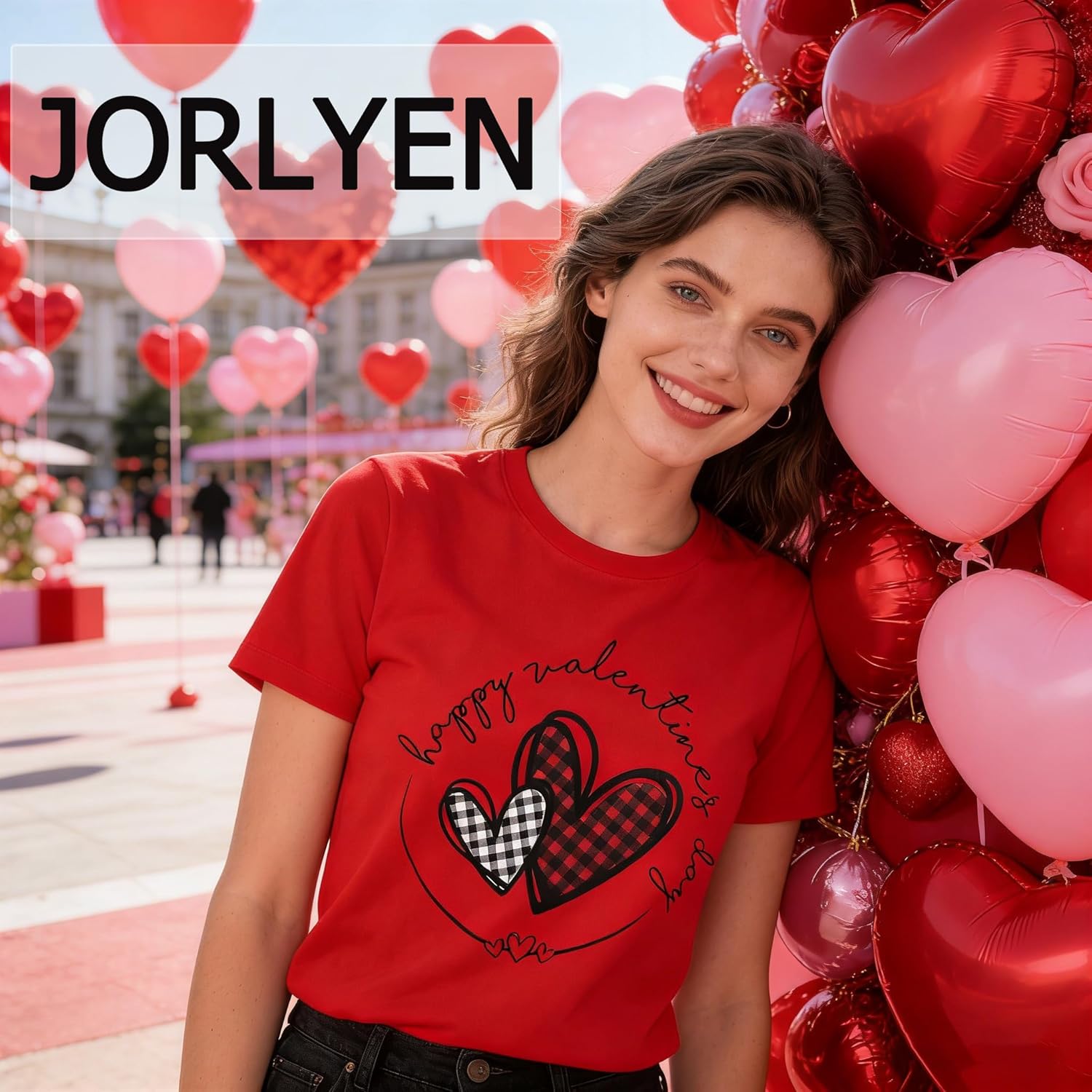 Love Heart Graphic Tees Cute Shirt Women Loose Fit Short Sleeve Top - Image 4