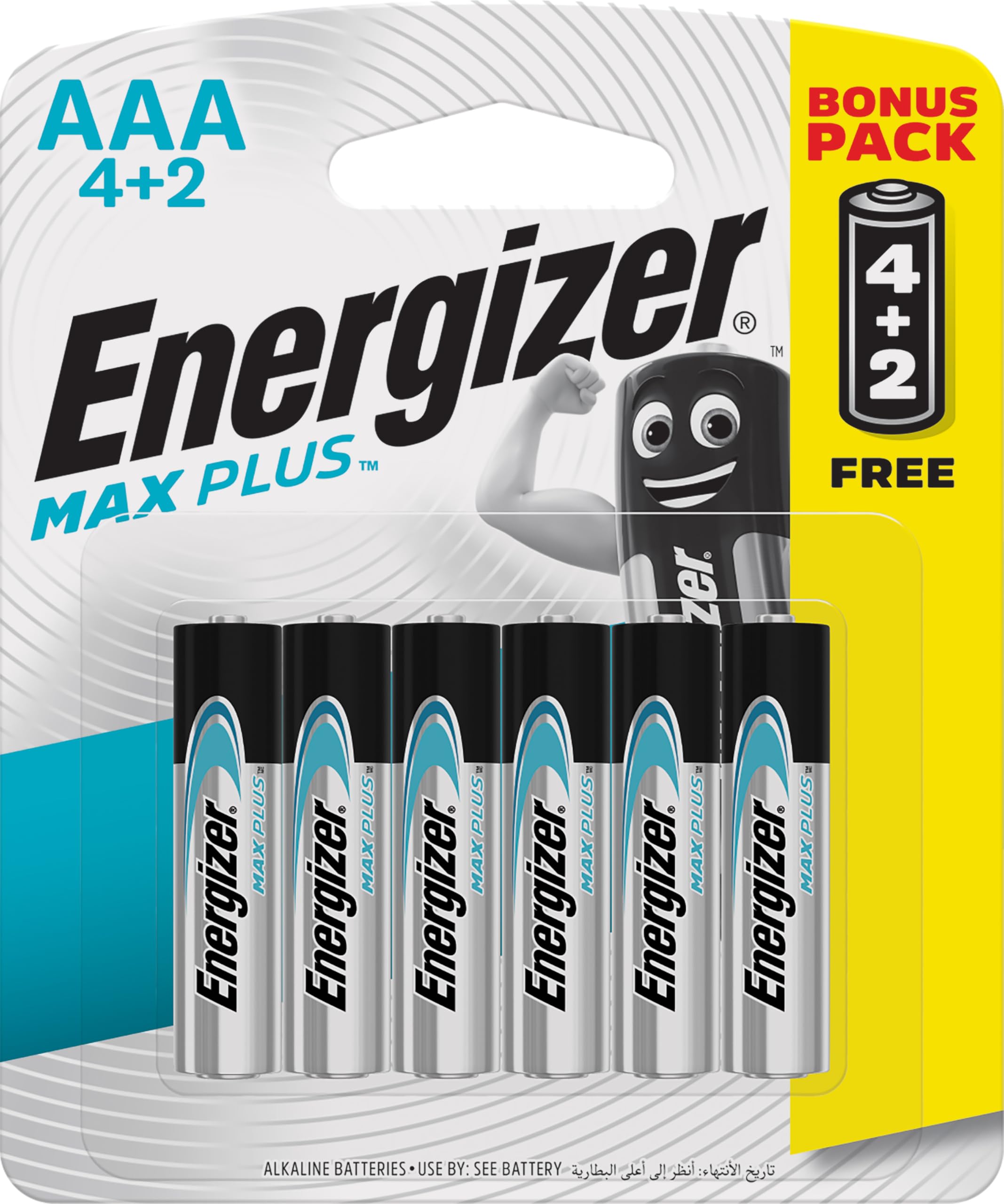 Energizer Max Plus Promo-Packs Battery, Size AAA, Pack of 4Plus2 Blister Card - 4+2 حجر تيتينوم ريموت