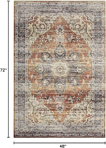 Miniatura 42 de COZYLOOM Alfombra de área de 2 x 6 pies, tribal, envejecida, para entrada, medallón vintage, alfombra para interiores, alfombra de pelo bajo, suave